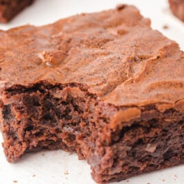 a Dr Pepper Brownie with a bite on it