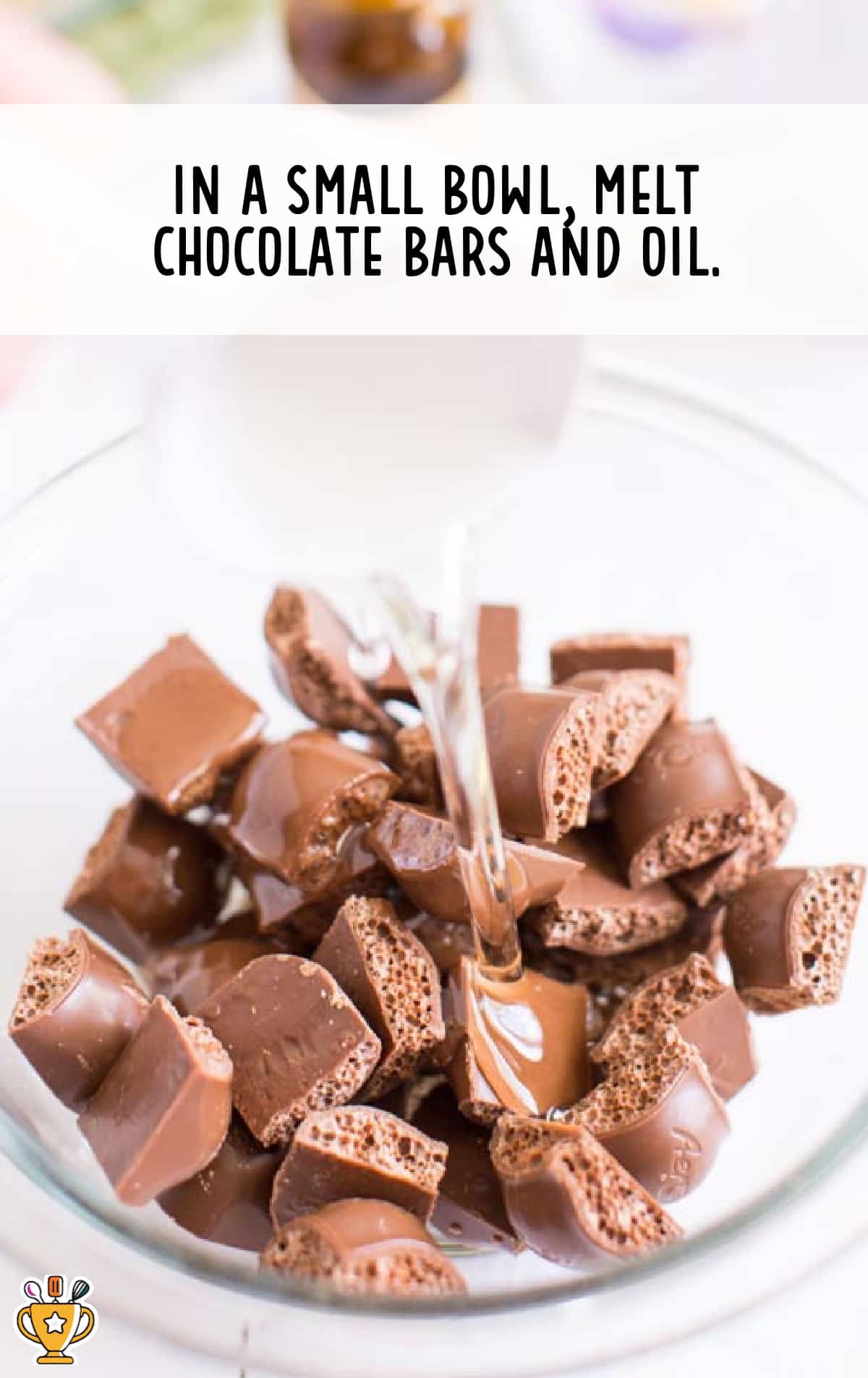 chocolate bars melted in a bowl