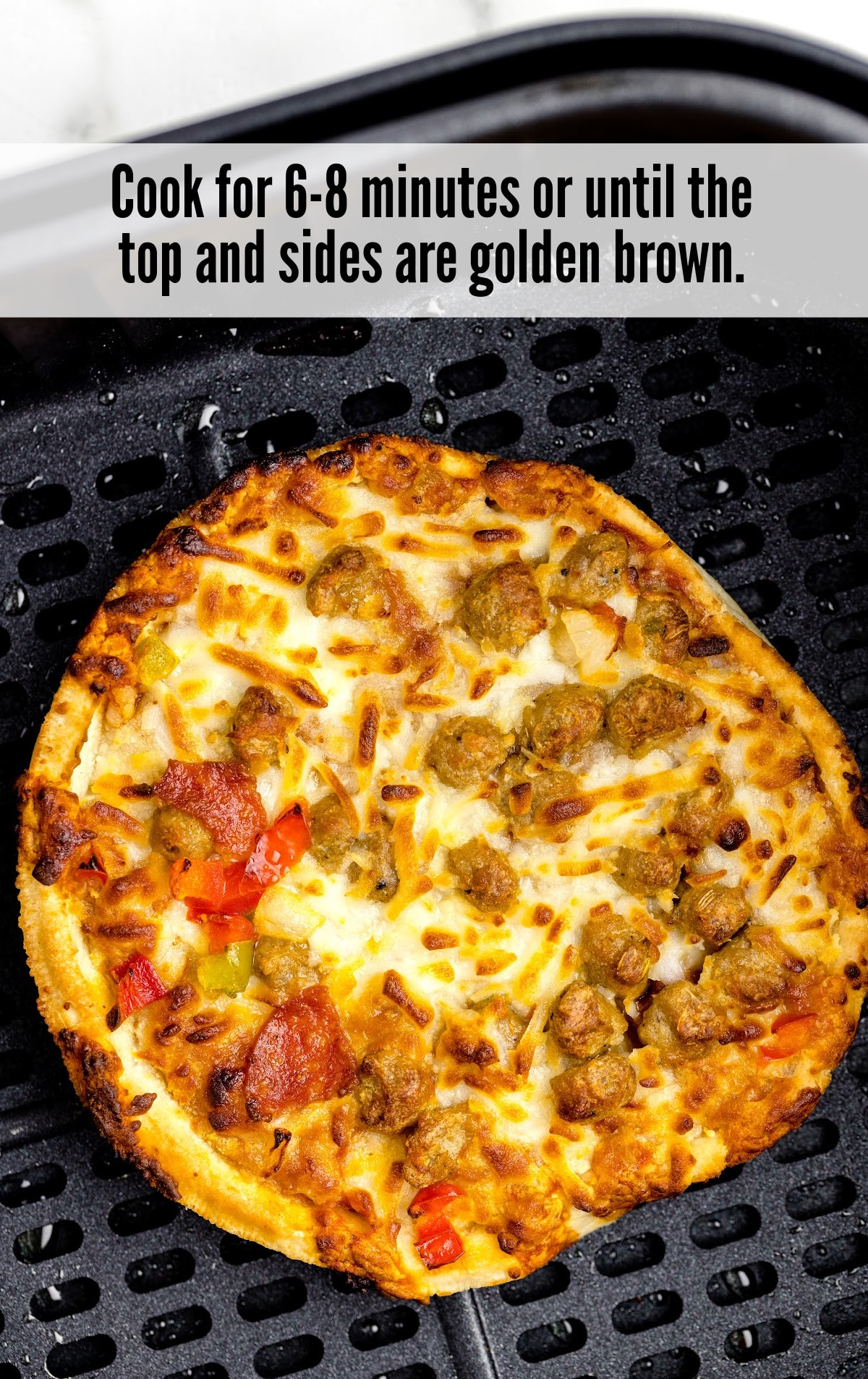an already cooked Frozen Pizza in Air Fryer