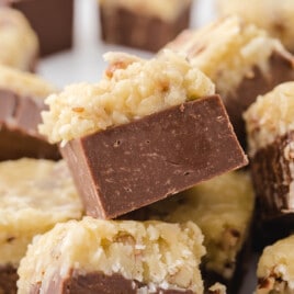 a bunch of German Chocolate Fudge