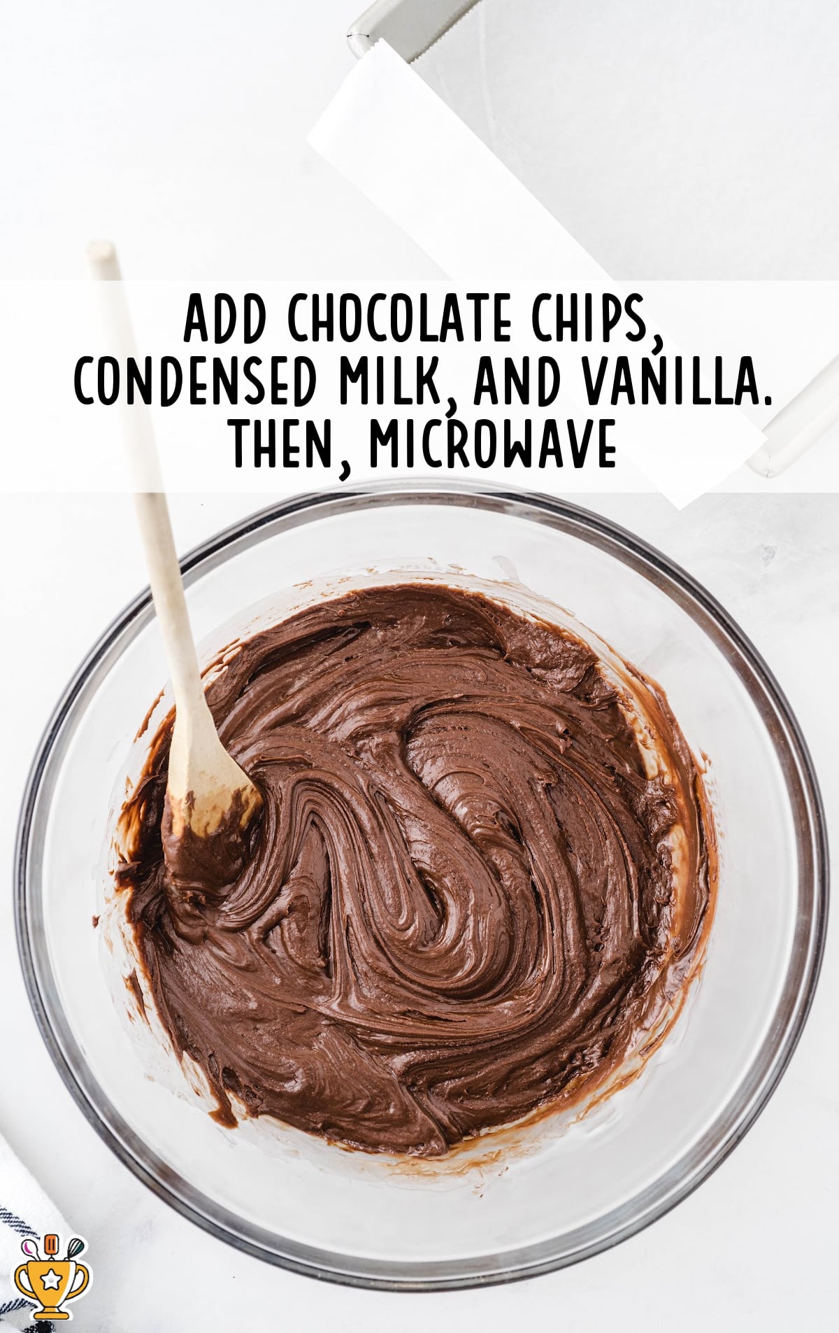 German Chocolate Fudge mixture in a clear bowl