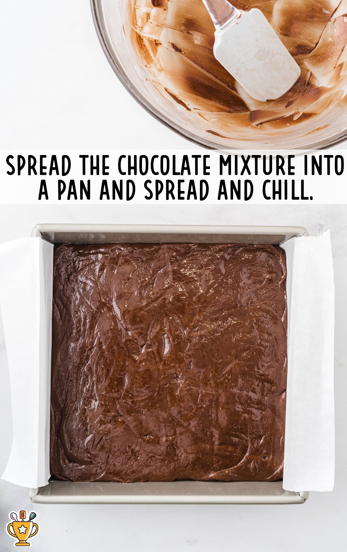 chocolate mixture spread in a pan