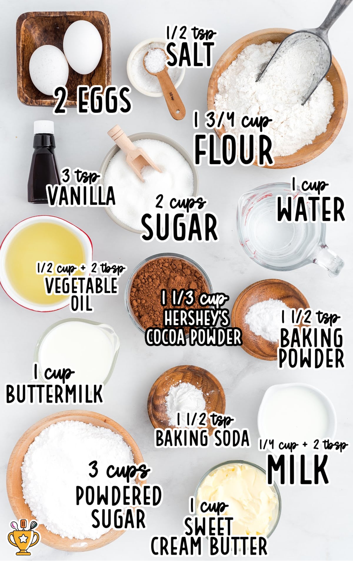 ingredients for making Hershey Chocolate Cake