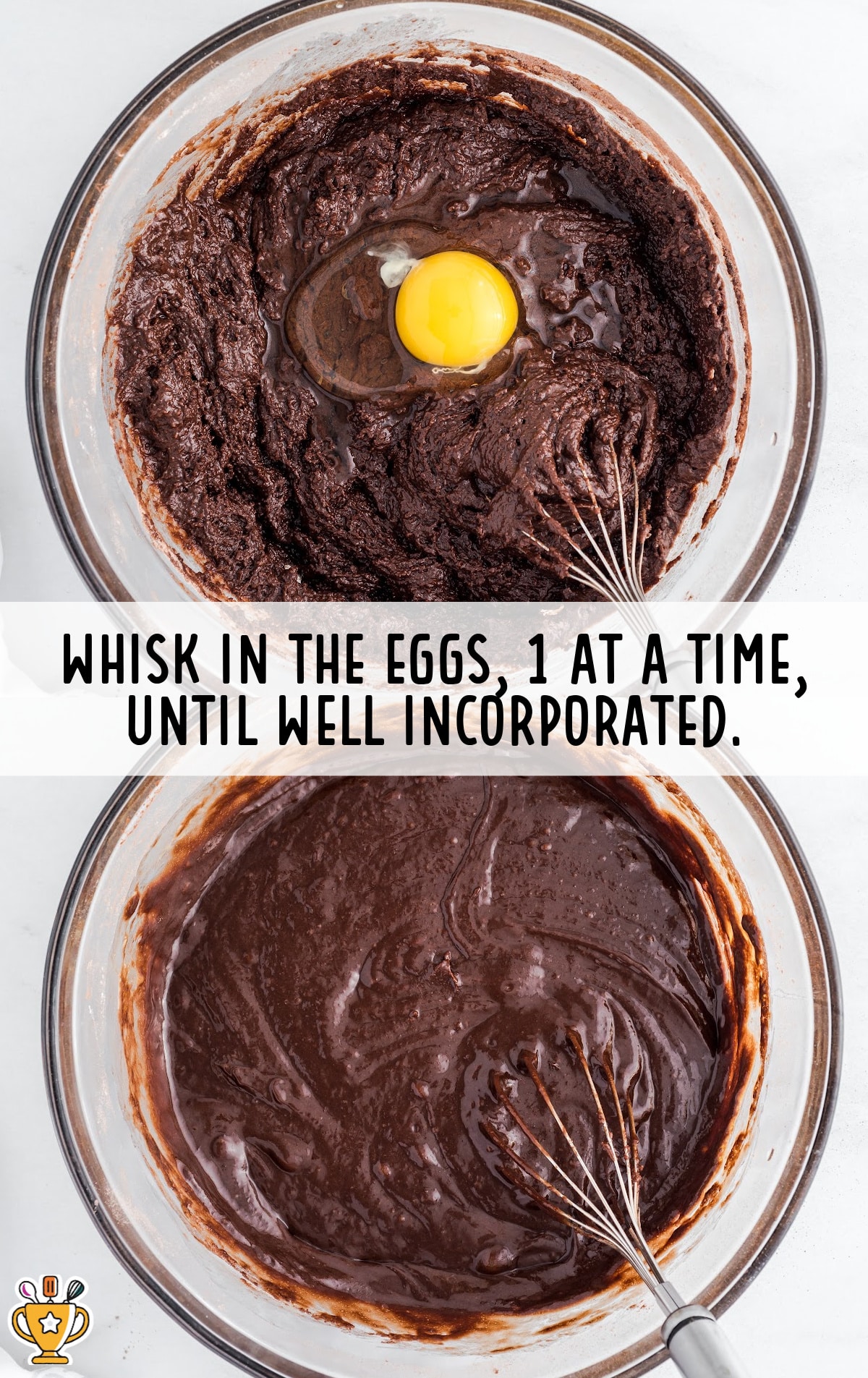 eggs added in a bowl of Hershey Chocolate Cake mixture