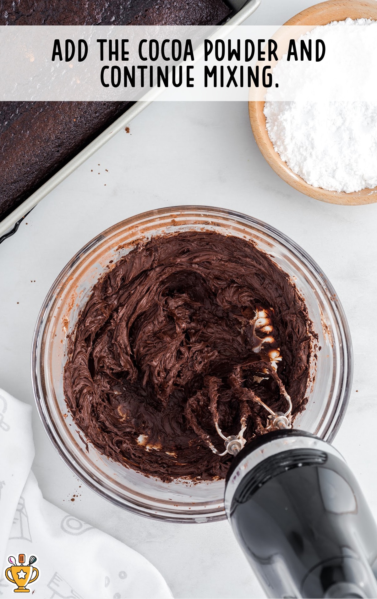 cocoa powder added in a bowl