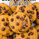 Pumpkin Chocolate Chip Cookies on a plate