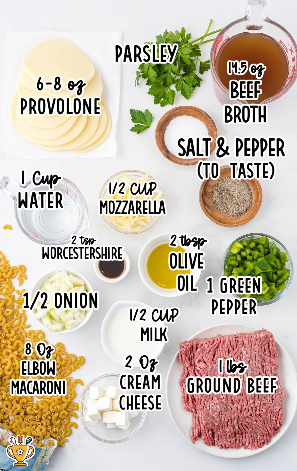 ingredients for making Philly Cheesesteak Pasta