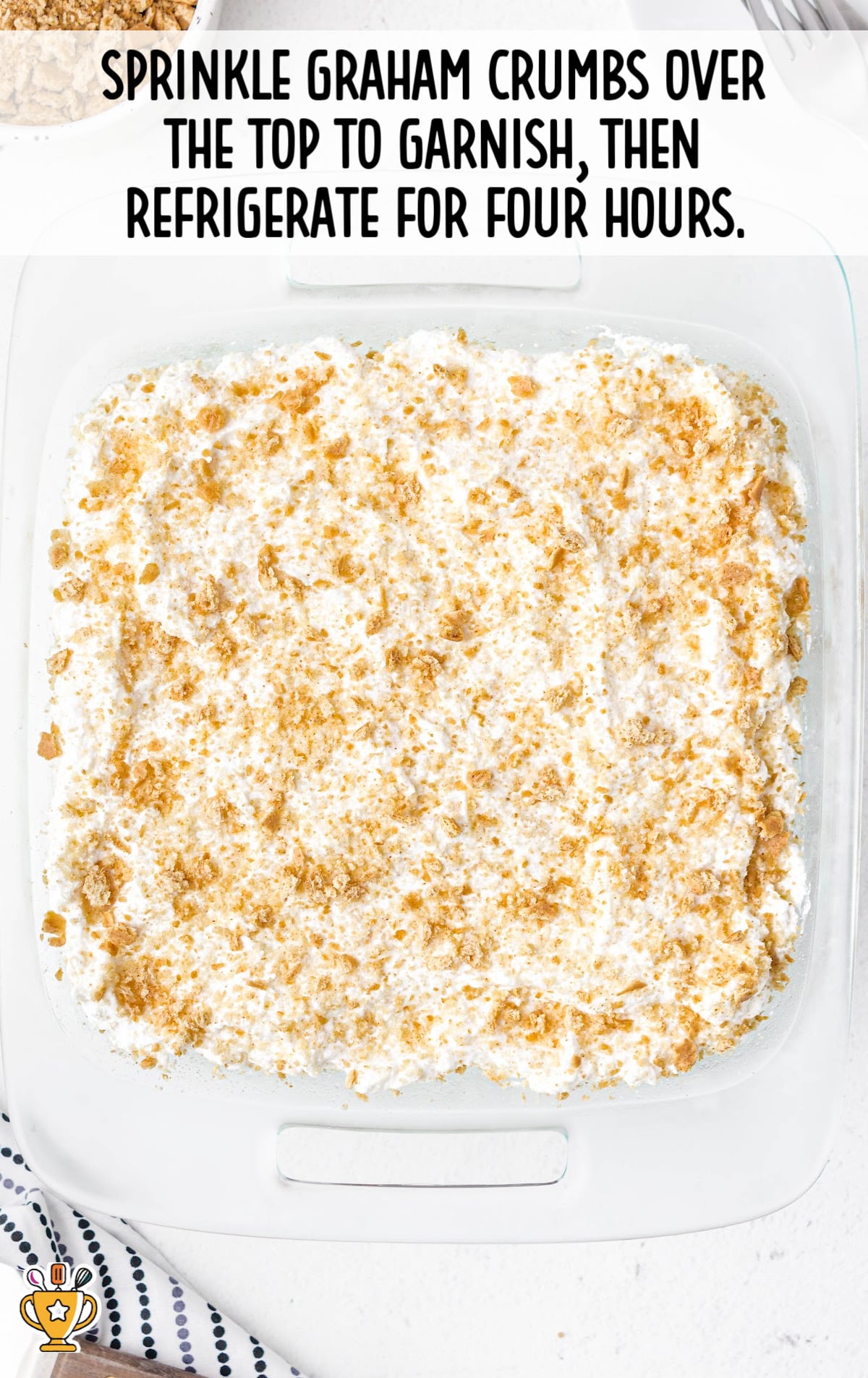 graham crumbs sprinkled over the top to garnish