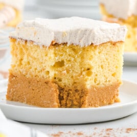 a piece of Pumpkin Magic Cake on a plate