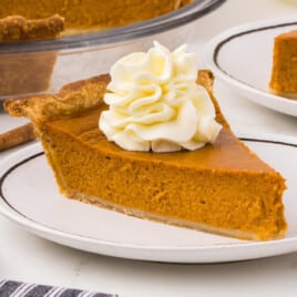 A Pumpkin Pie slice on a plate