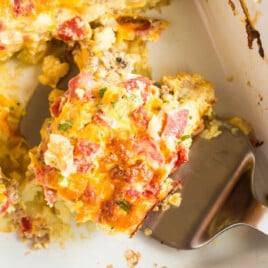 Sausage Breakfast Casserole in a baking dish