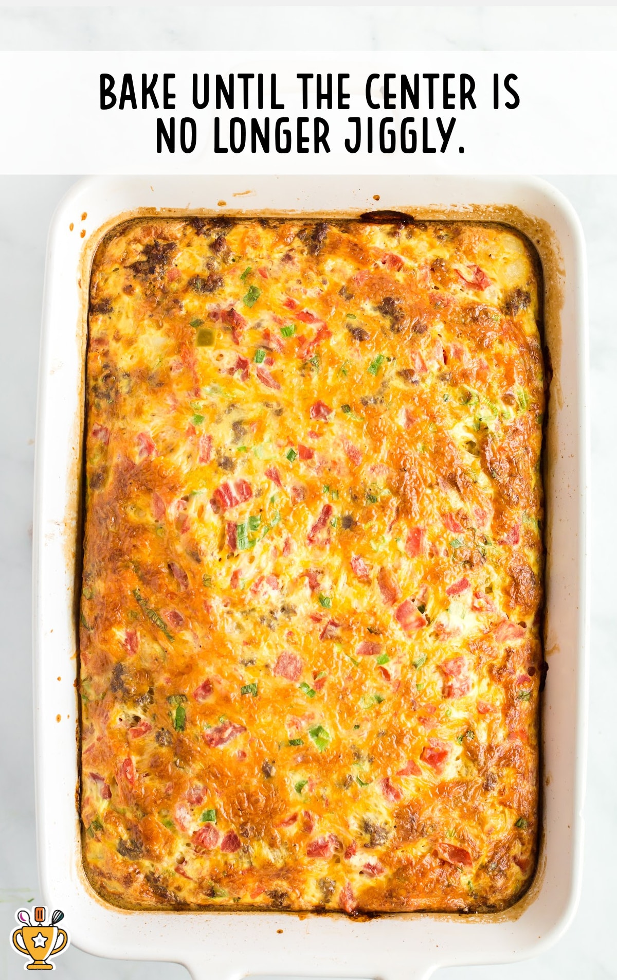 already baked Sausage Breakfast Casserole in a baking dish