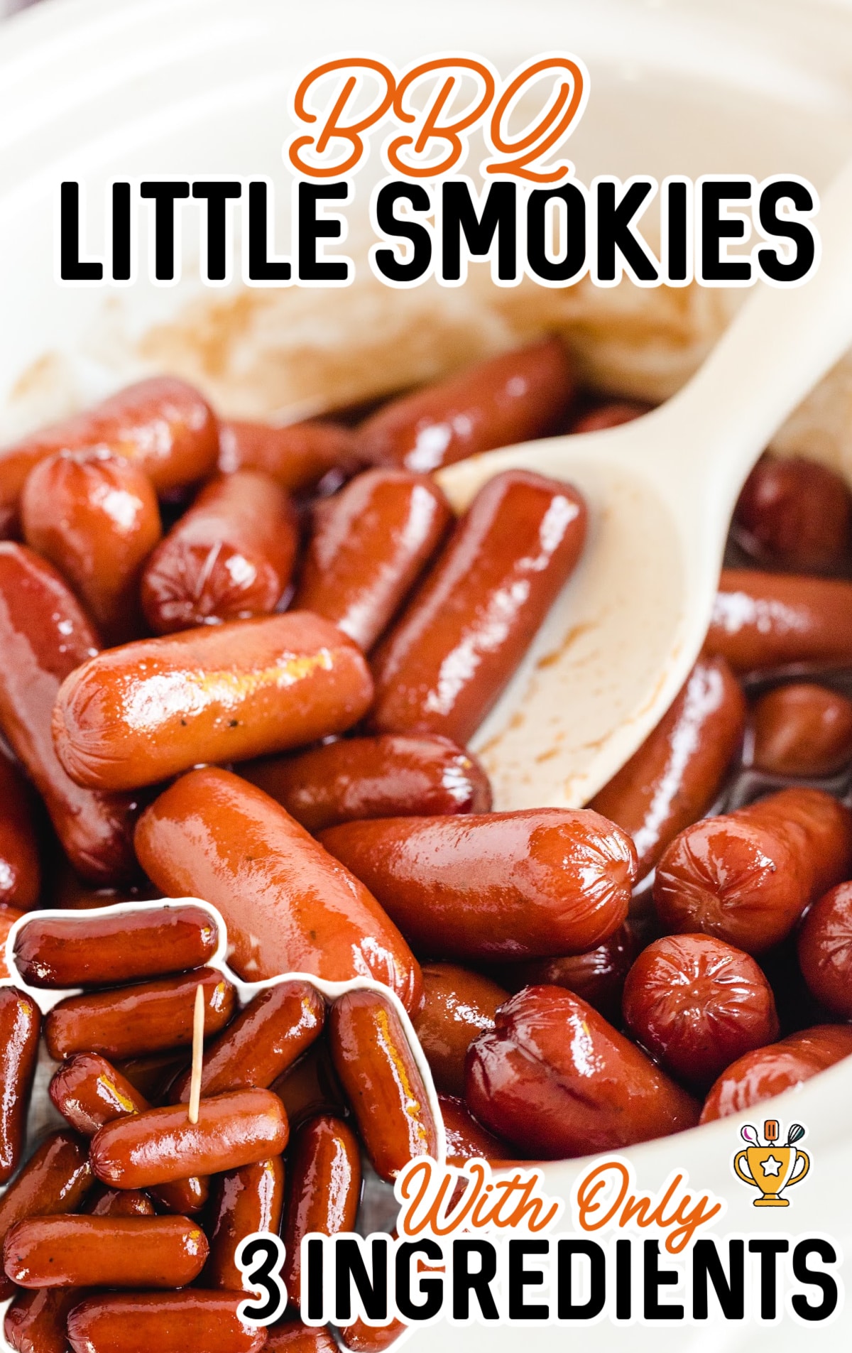 BBQ Little Smokies with a spoon in it