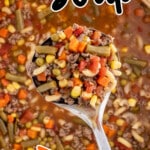 a spoon holding Busy Day Soup