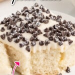 Cannoli Poke Cake on a plate
