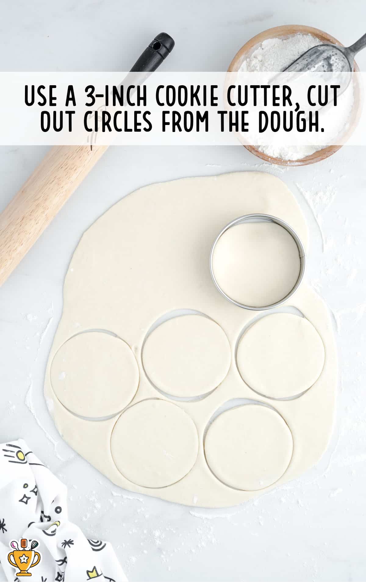 cutting out circles from the dough