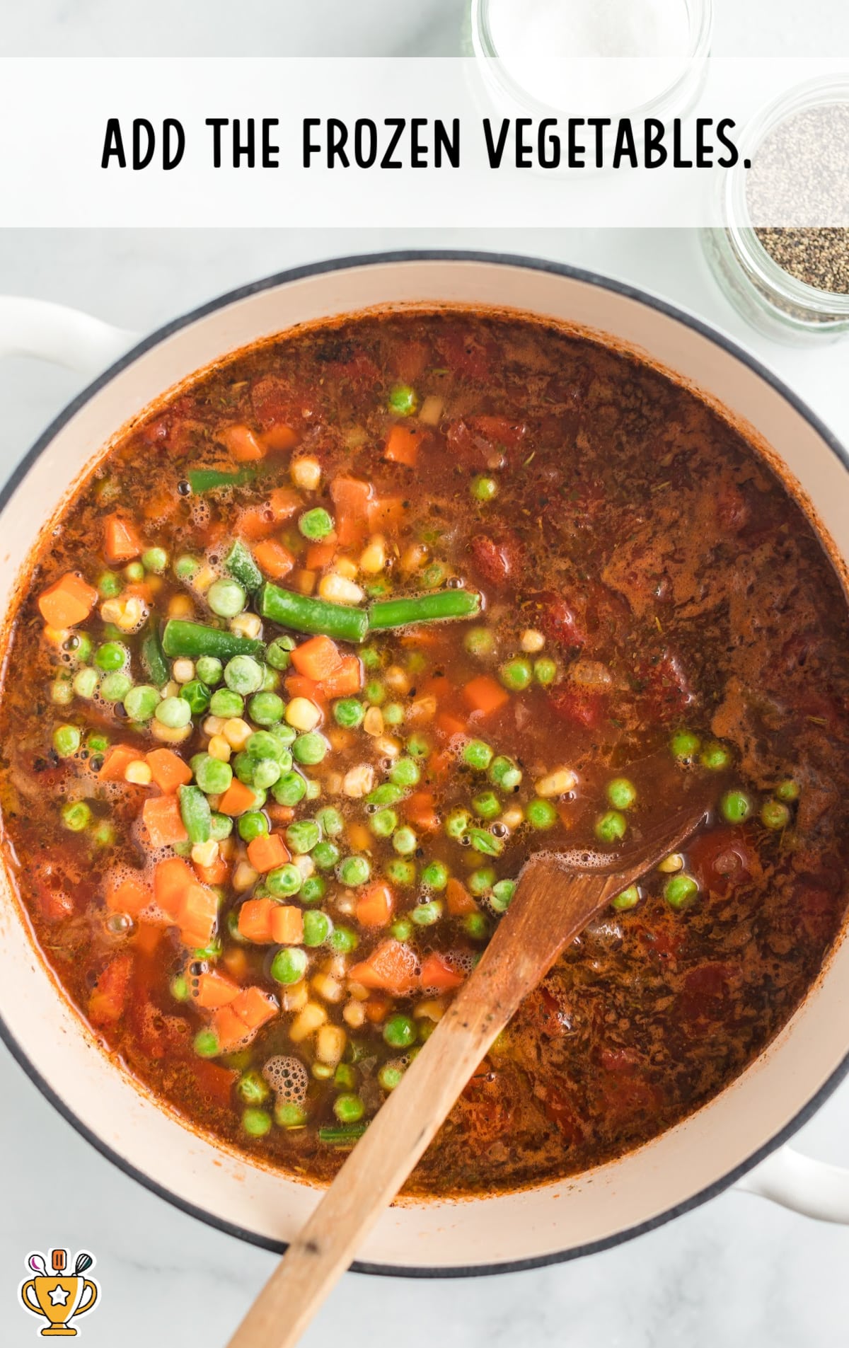 frozen vegetables added in a crockpot