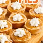 Mini Pumpkin Pies on a wooden board