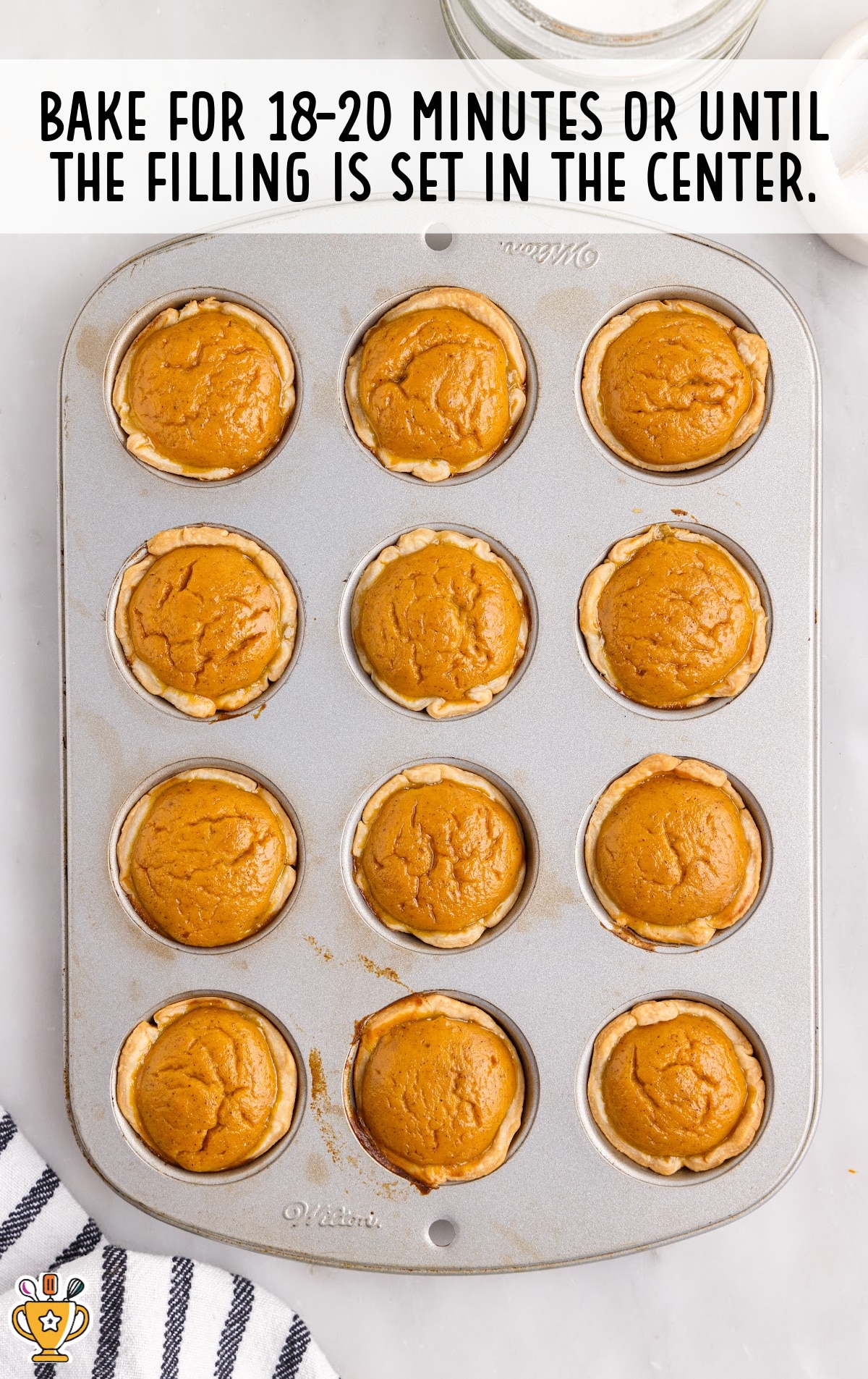 baked Mini Pumpkin Pies in a muffin tin