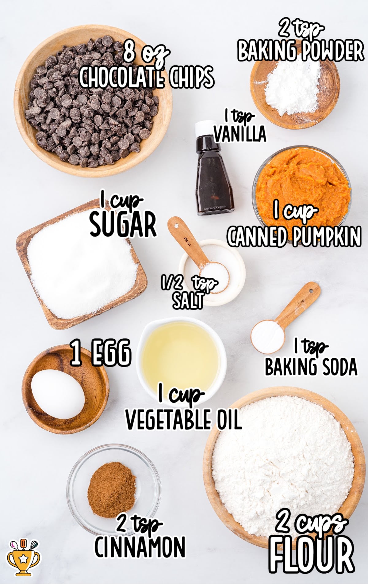 ingredients for making Pumpkin Chocolate Chip Cookies