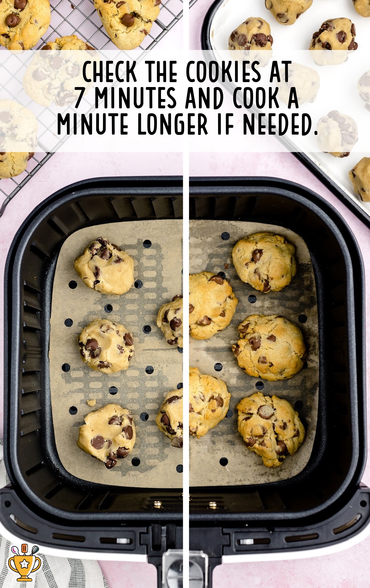 The cookies are baked in the air fryer.