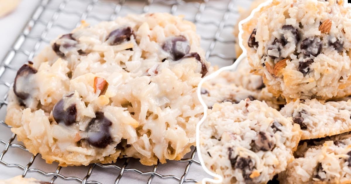 Almond Joy Cookies on a rack