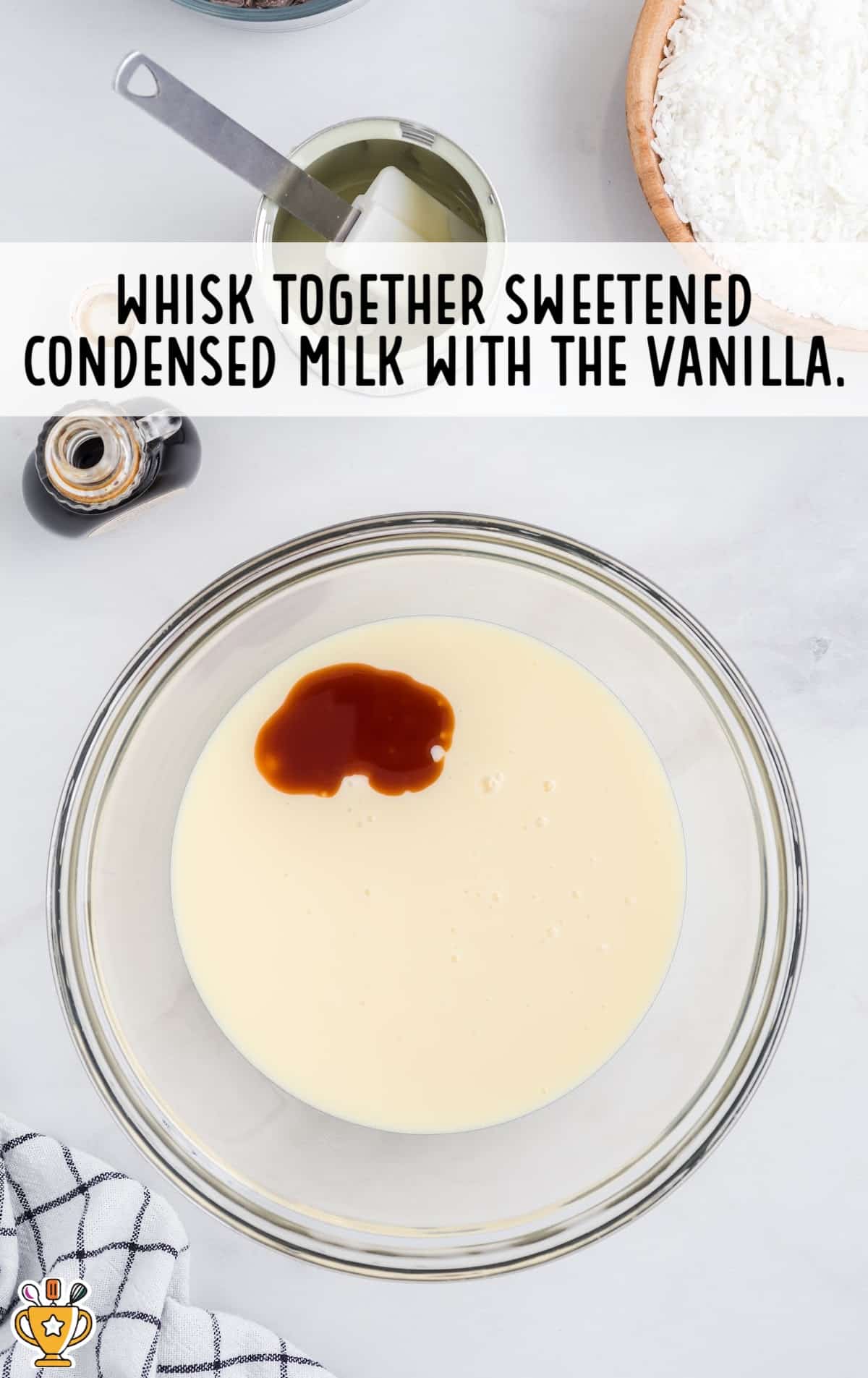 sweetened condensed milk whisked together in a bowl