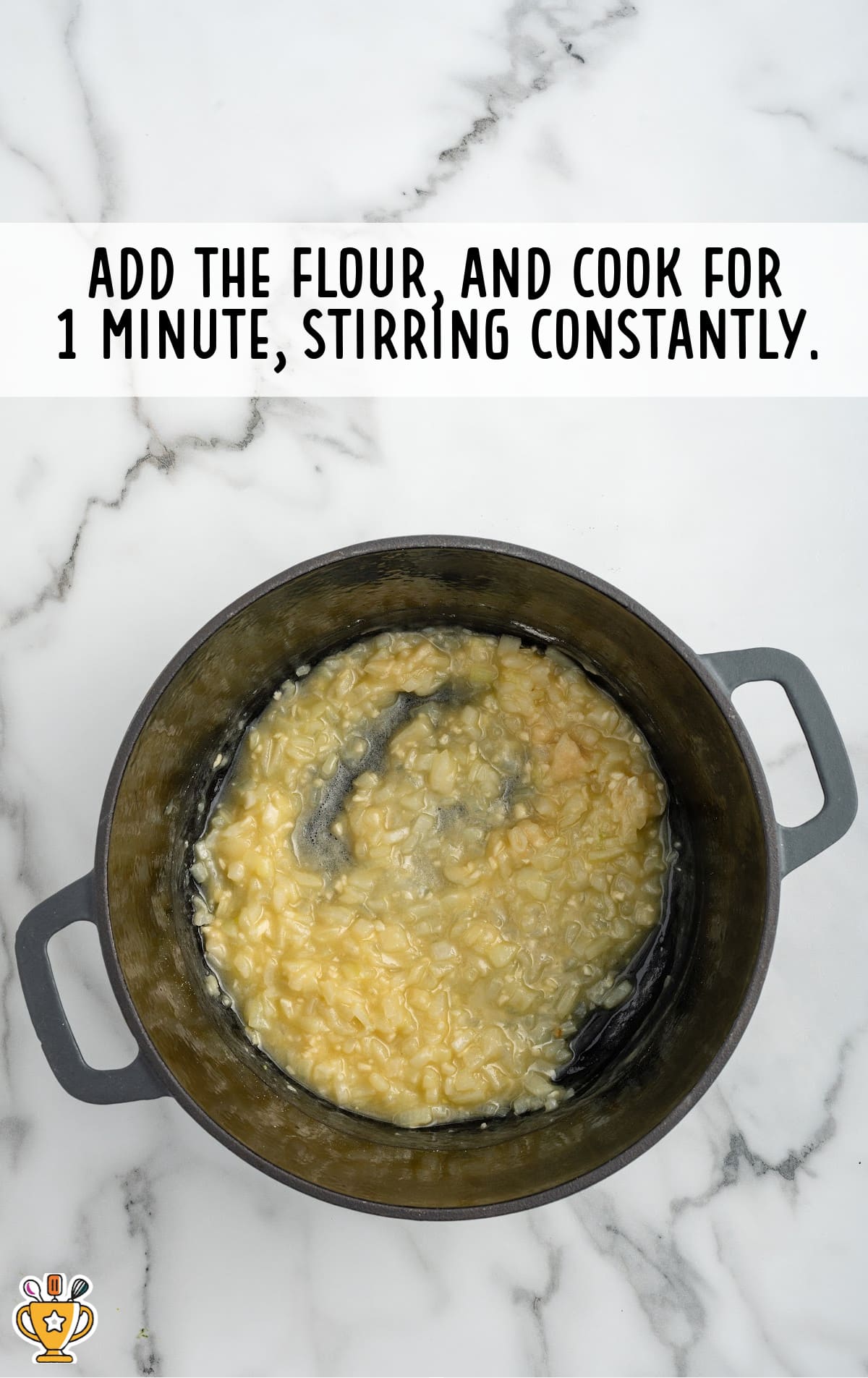 flour added in a pot