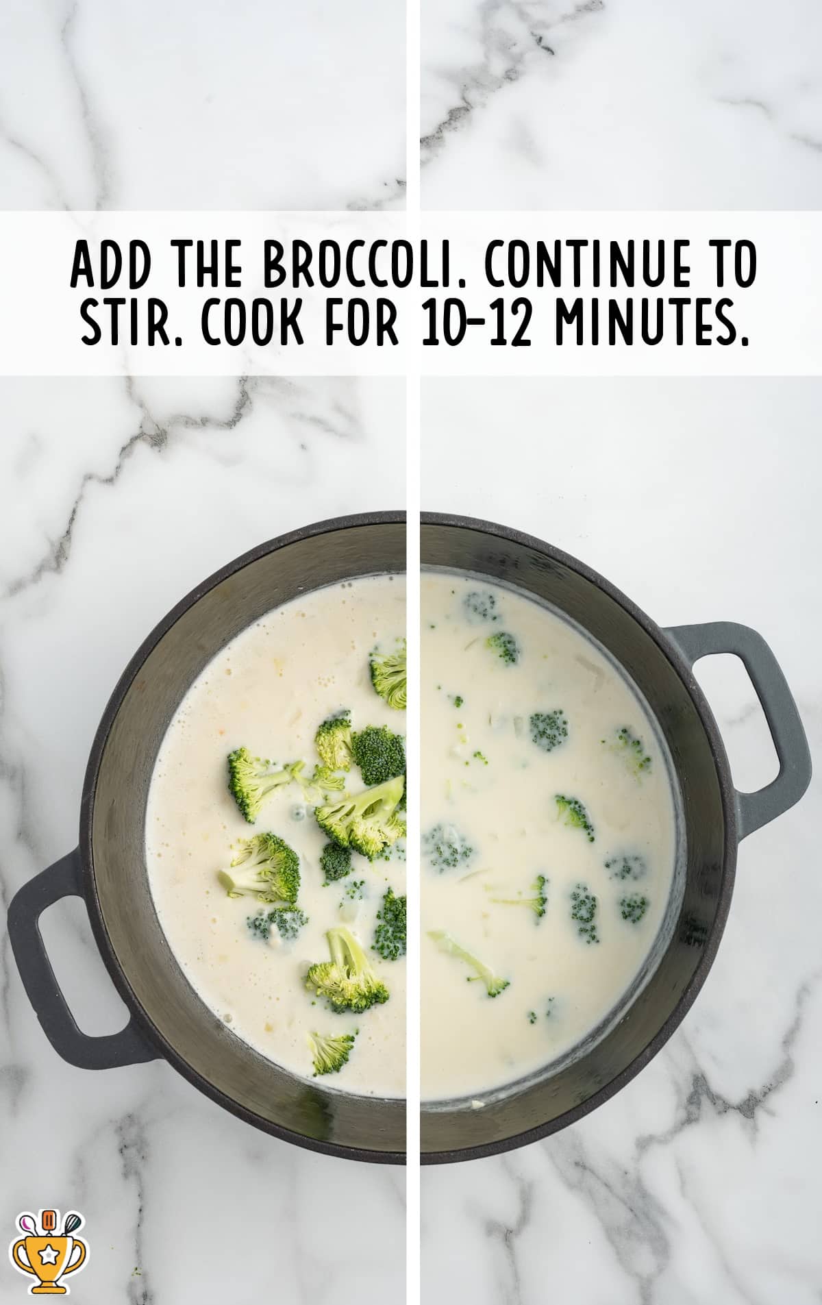 adding broccoli in a pot