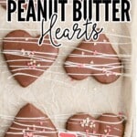Chocolate Covered Peanut Butter Hearts on a baking dish