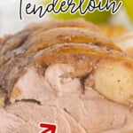 Crockpot Apple Pork Tenderloin with a piece cut