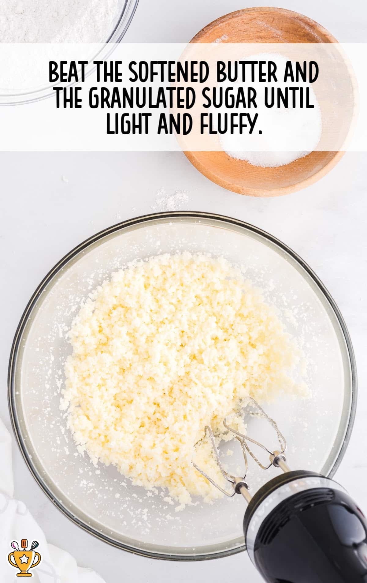 softened butter and granulated sugar beat in a bowl