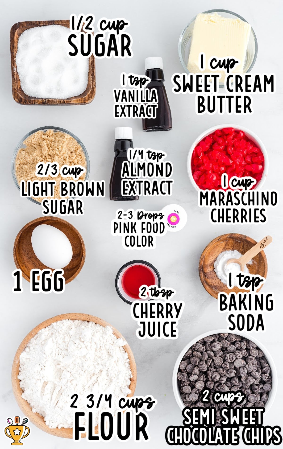 ingredients for making Cherry Chocolate Chip Cookies