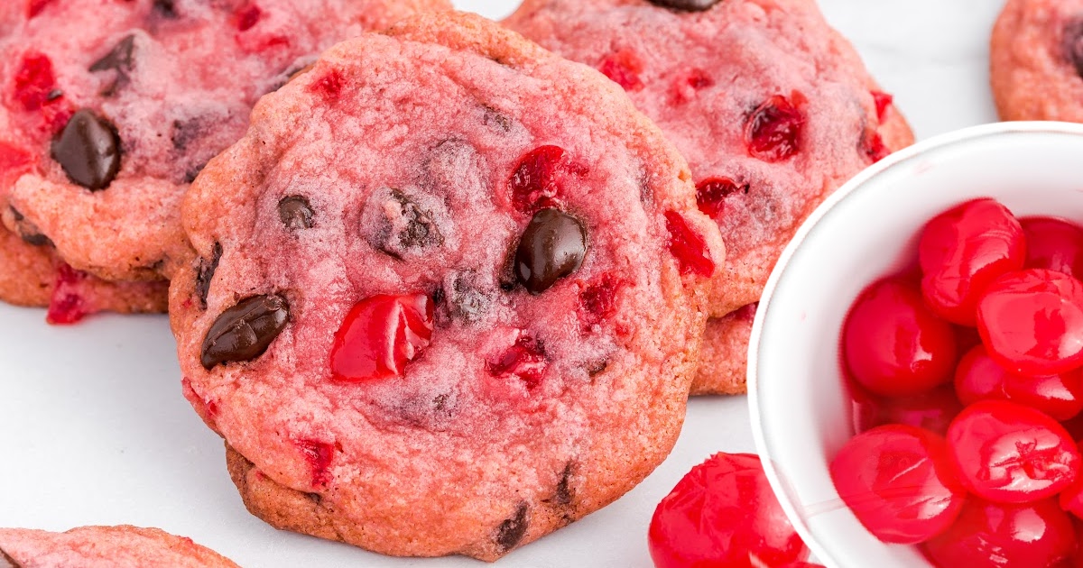 a close up photo of Cherry Chocolate Chip Cookies