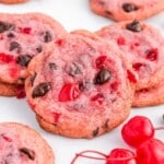 a bunch of Cherry Chocolate Chip Cookies