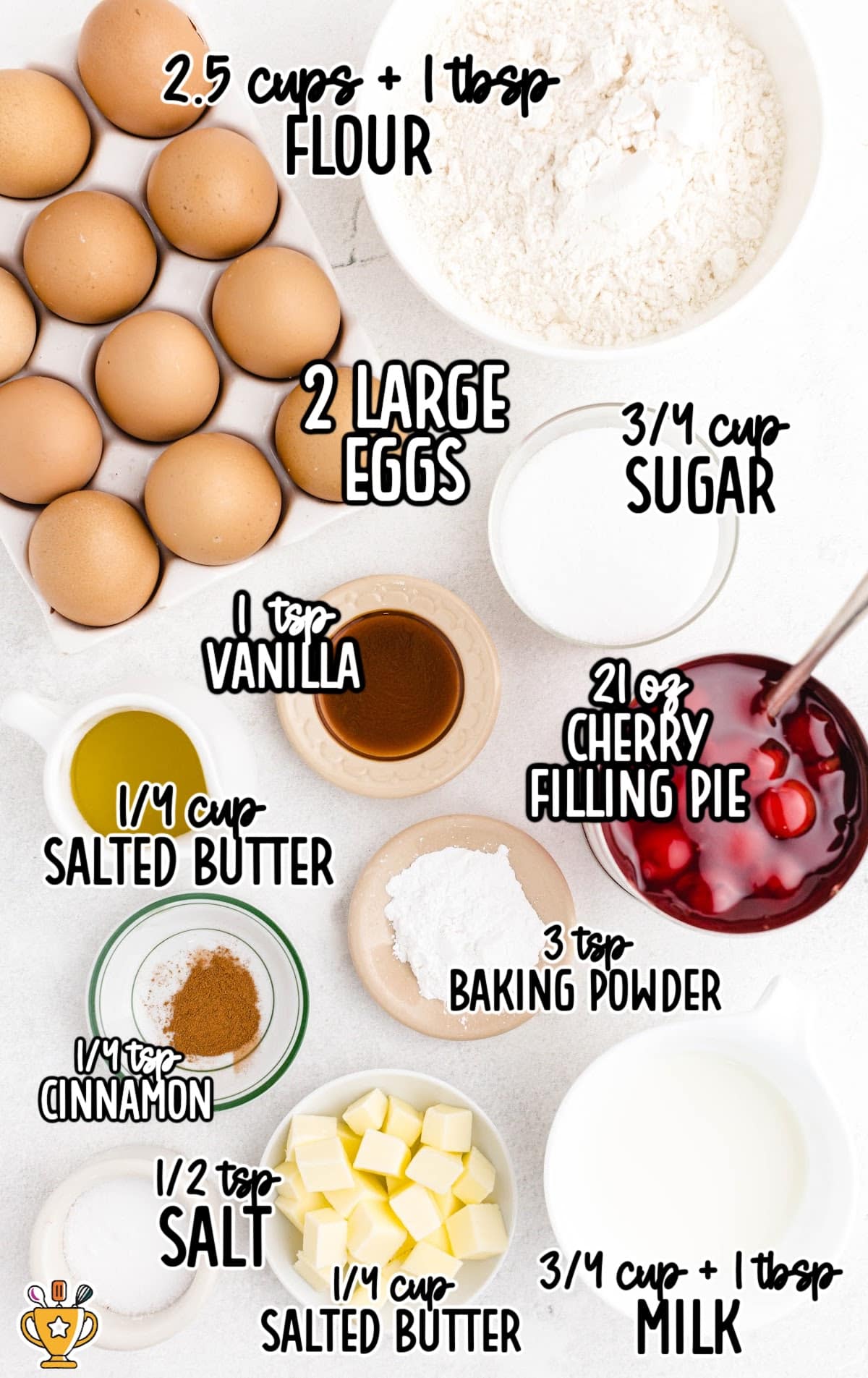 ingredients for making Cherry Cobbler Muffins