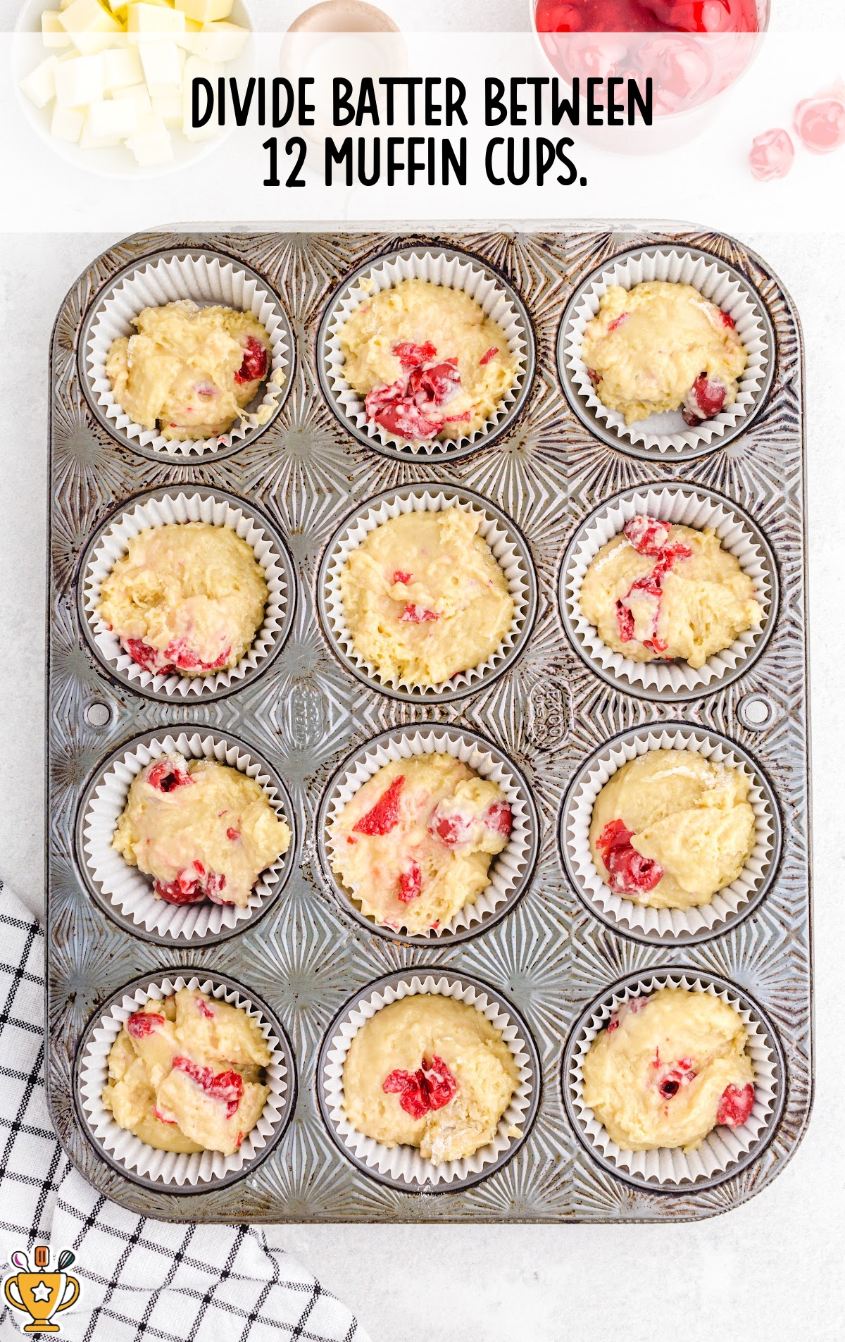 batter in 12 muffin cups