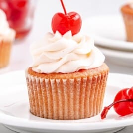 a Cherry Cupcake on a plate