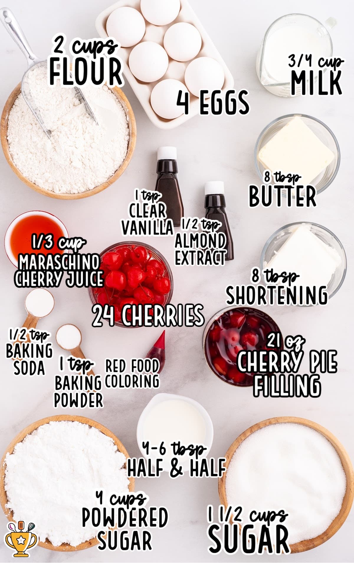 ingredients for making Cherry Cupcakes