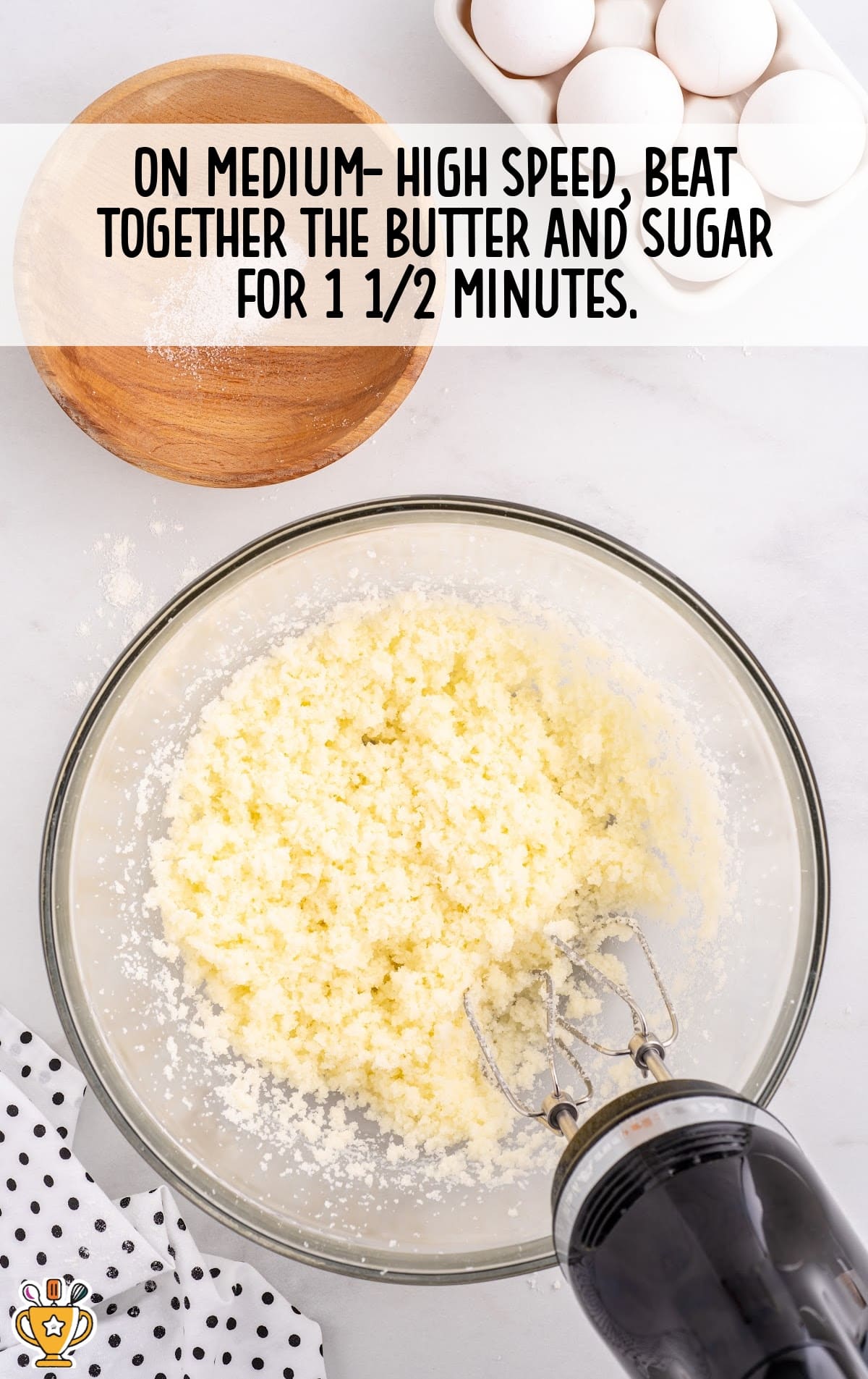 butter and sugar added in a bowl