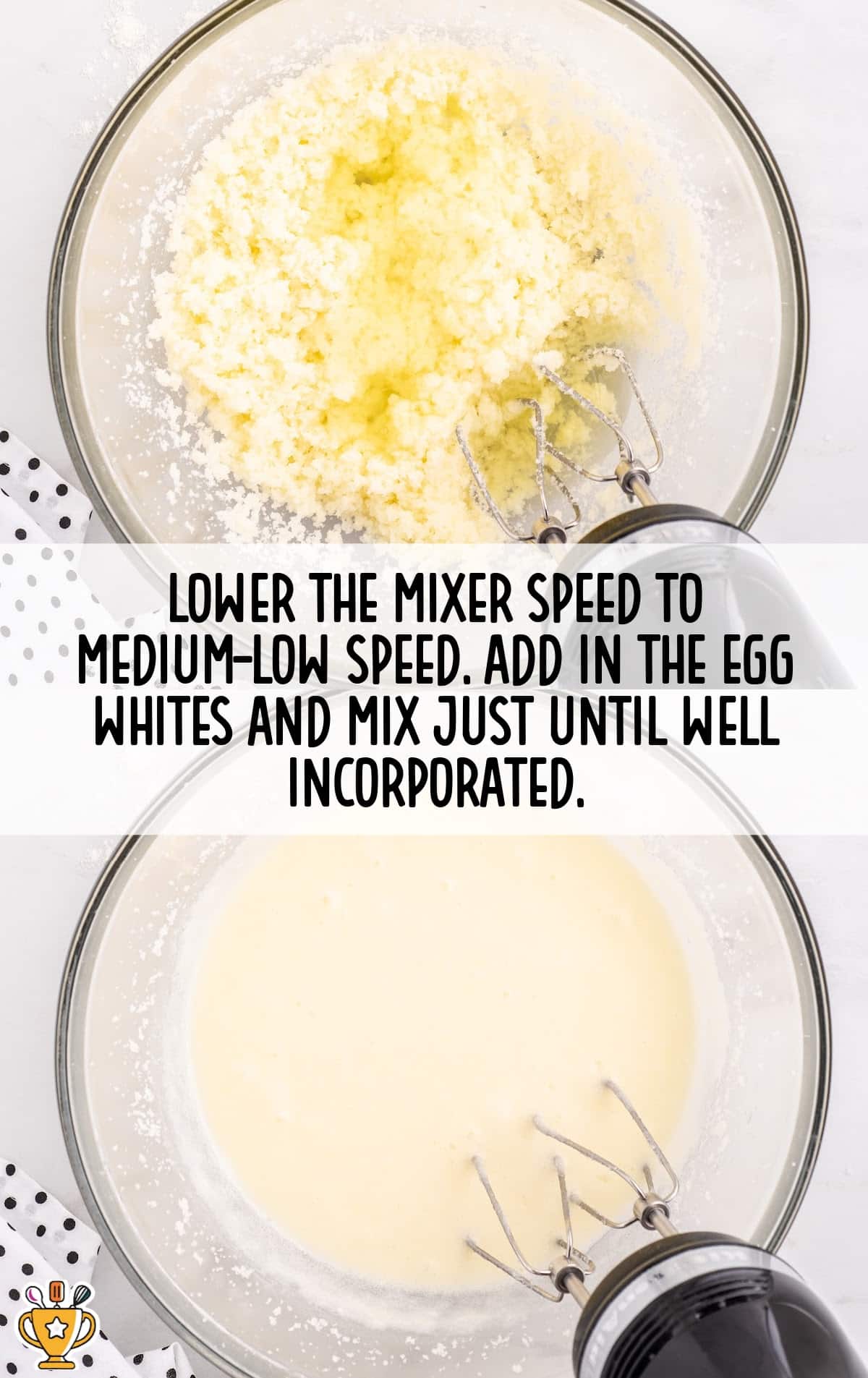 adding egg whites in a bowl