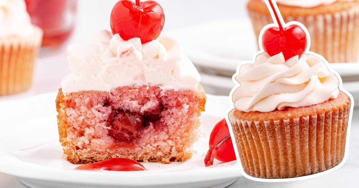 a Cherry Cupcake on a plate