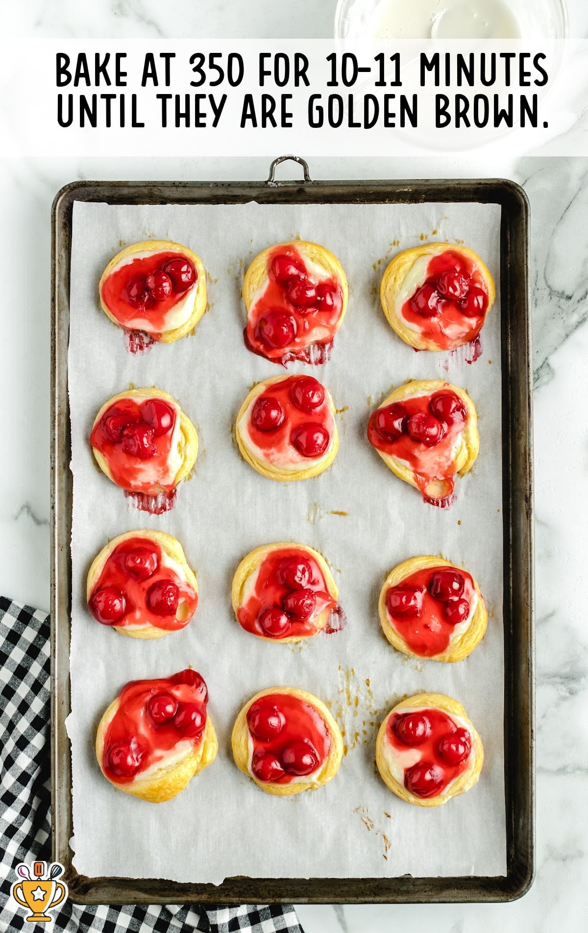 Cherry Danish on a baking dish