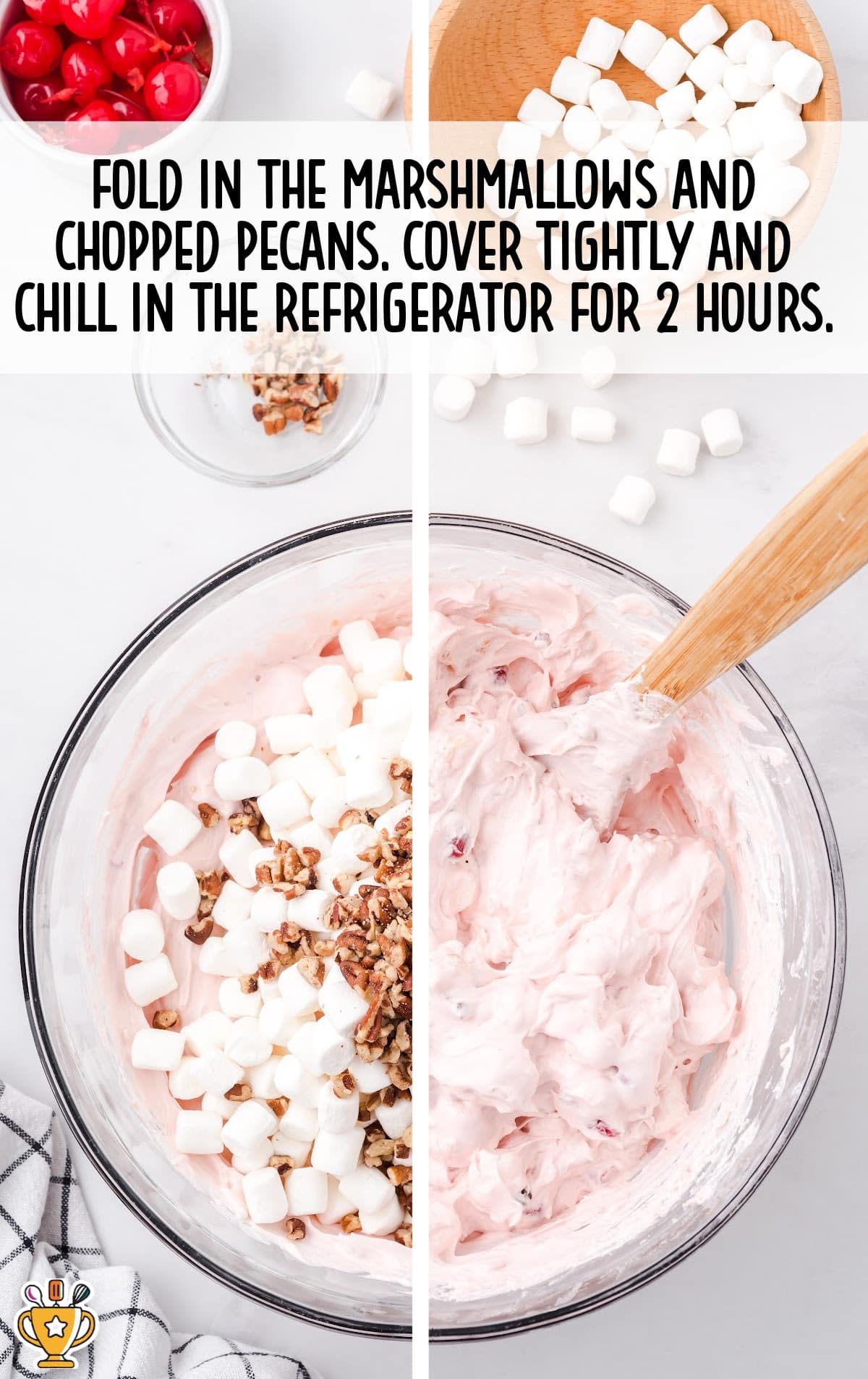 marshmallows and chopped pecans in a bowl