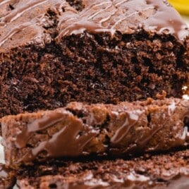 Chocolate Banana Bread with cut pieces