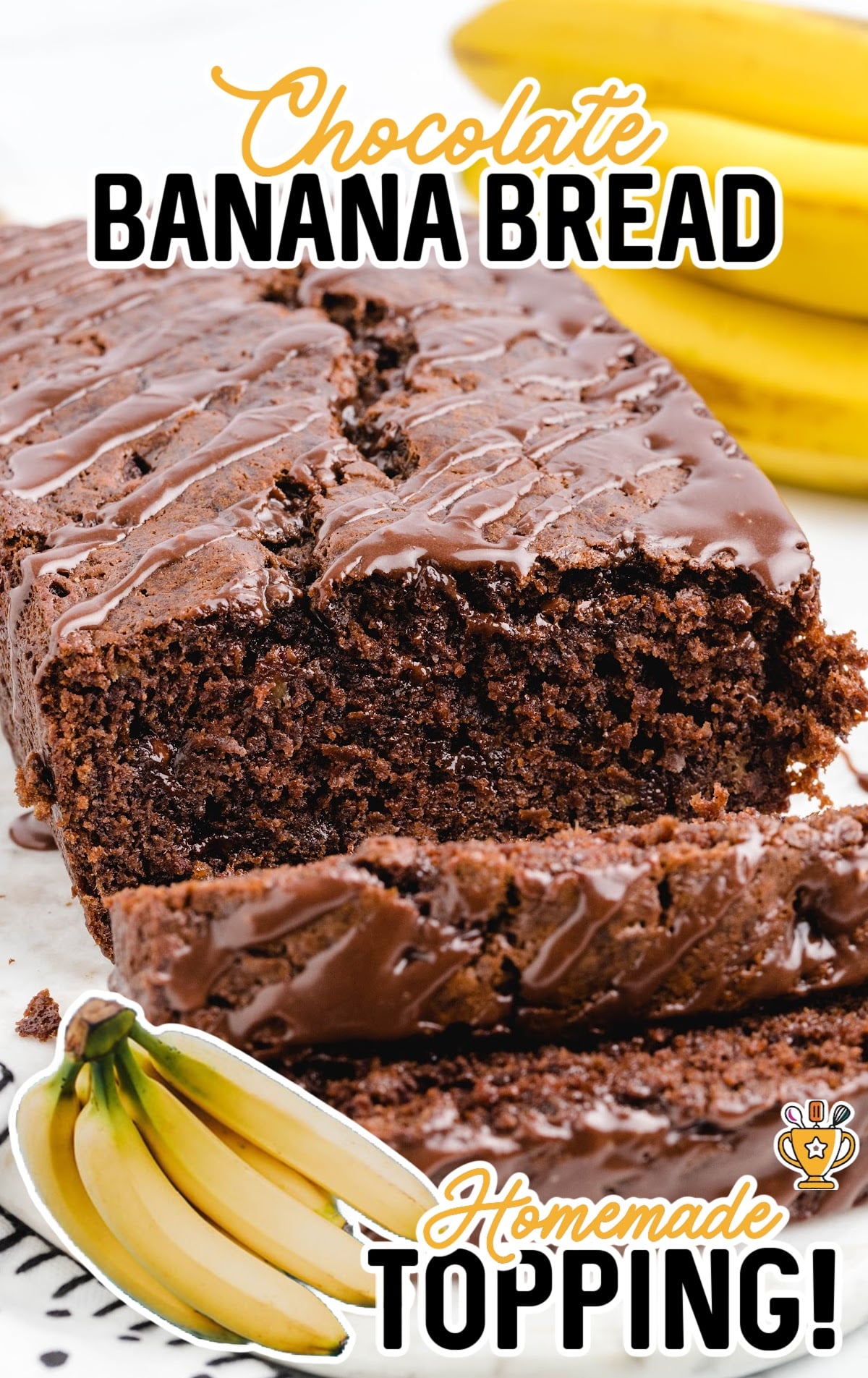 Chocolate Banana Bread and bananas on the side