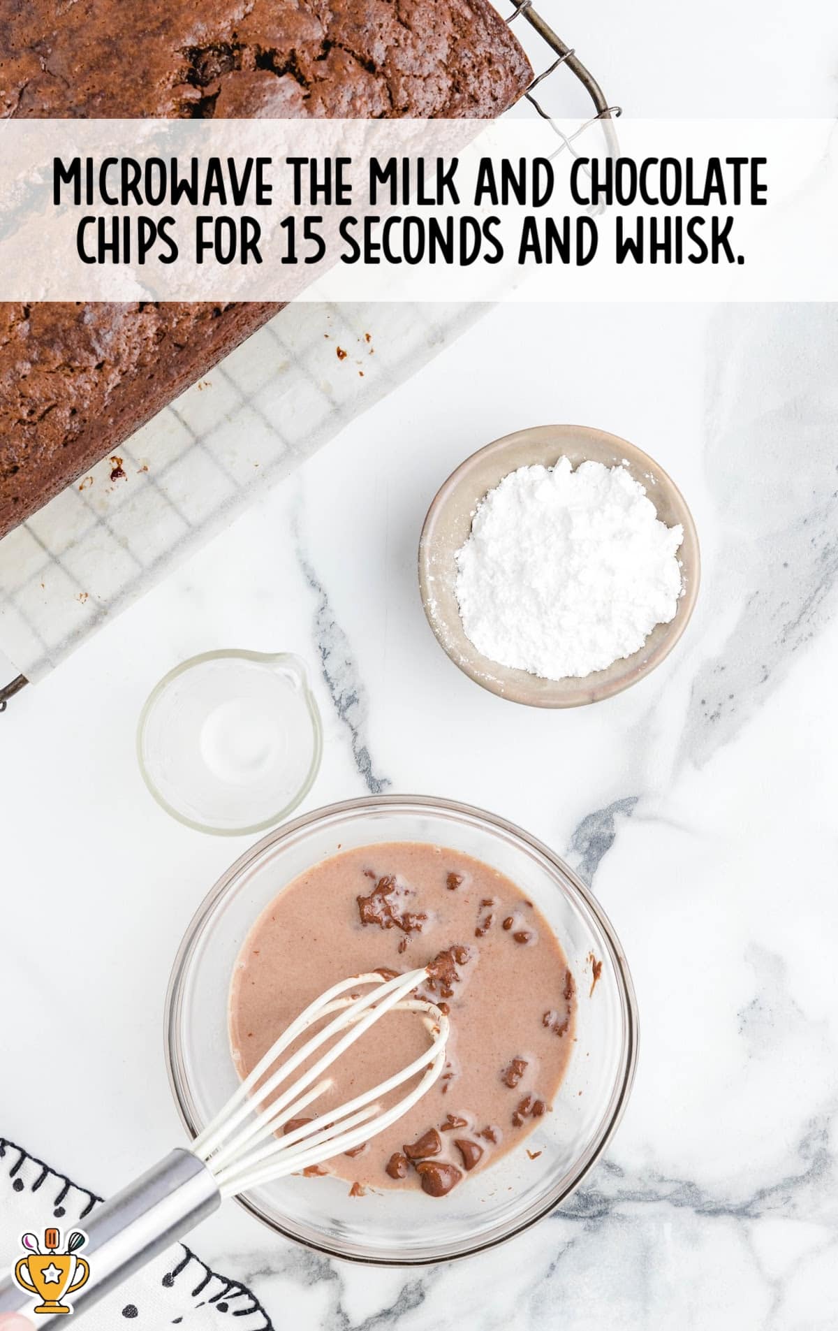 chocolate chips and milk in a bowl