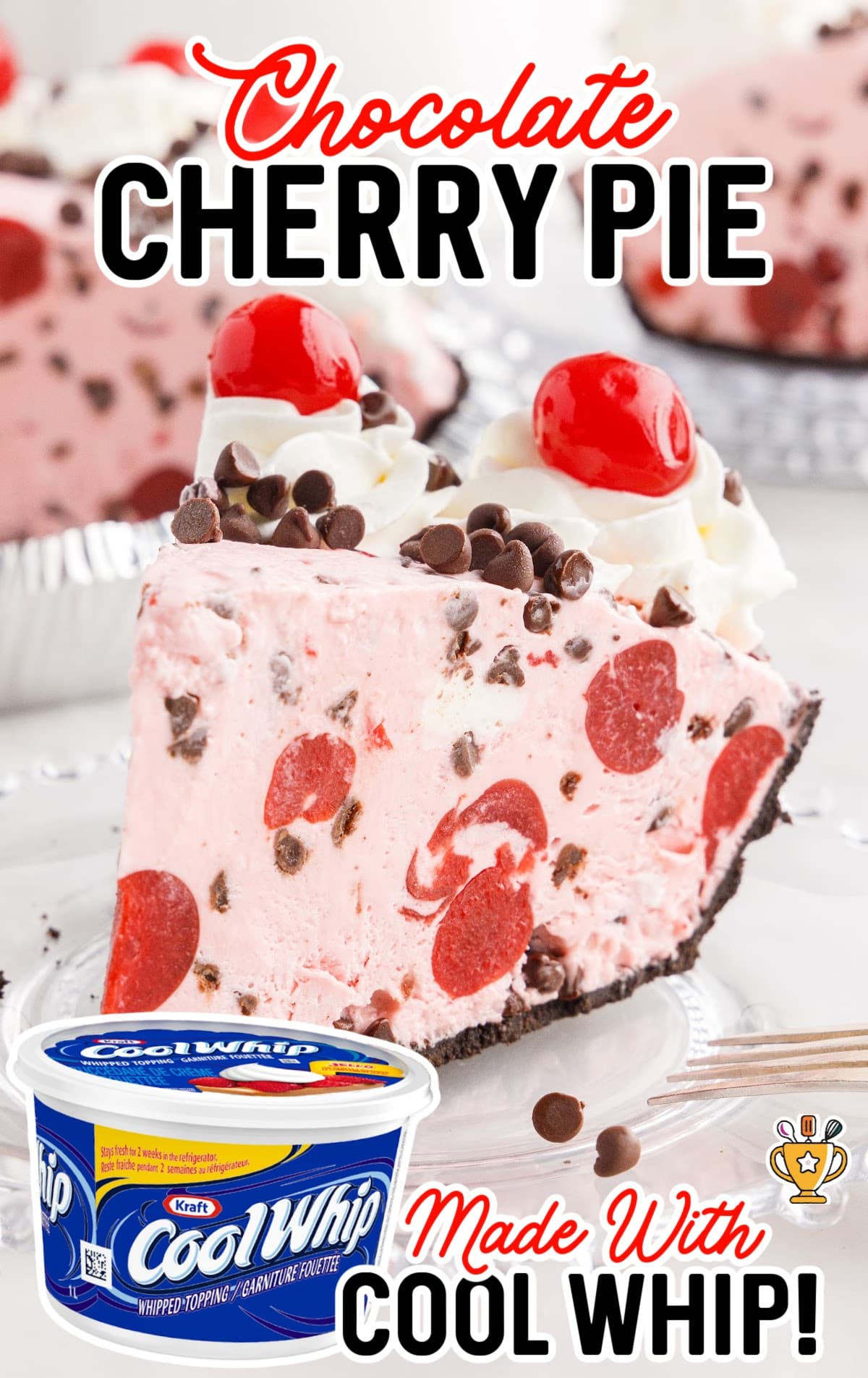 a piece of Chocolate Cherry Pie on a plate
