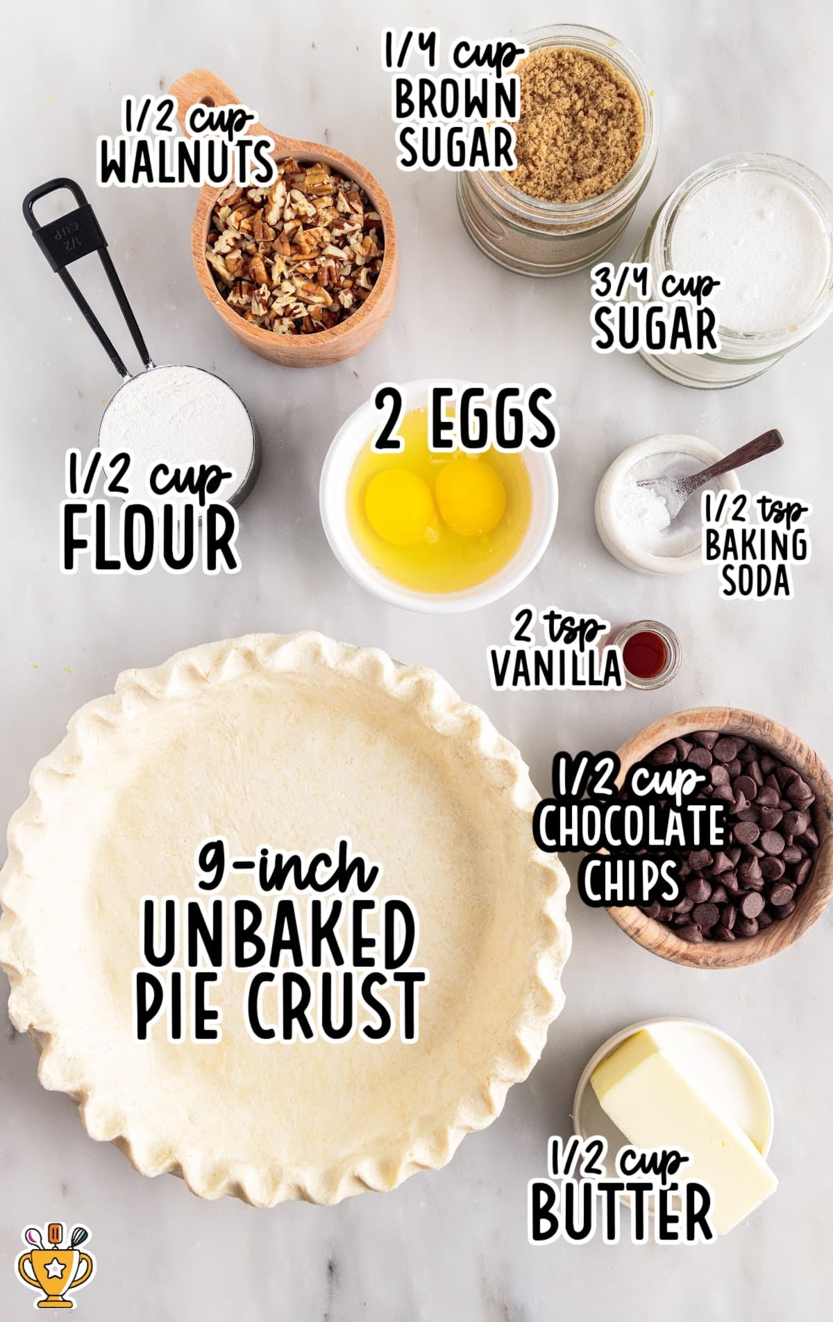 ingredients for making Chocolate Chip Pie
