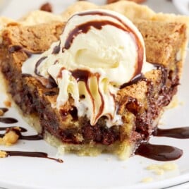 a Chocolate Chip Pie on a plate